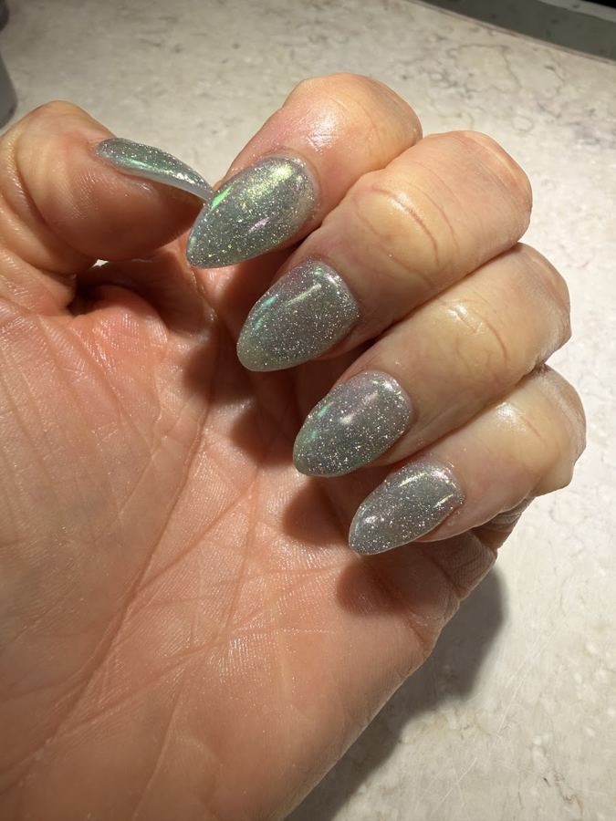 Soft grey almond nails