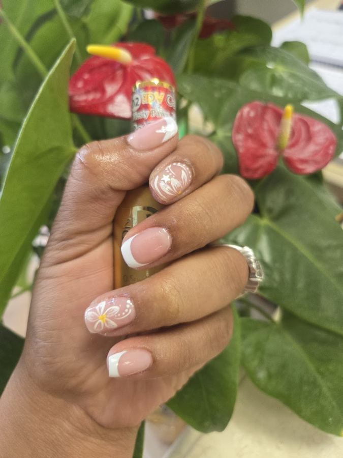 Pink and white nail design